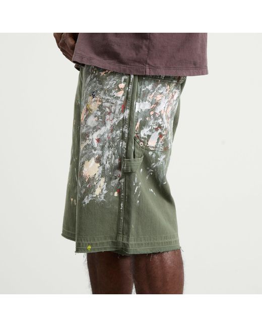 GALLERY DEPT. Green Platoon Painter Shorts for men