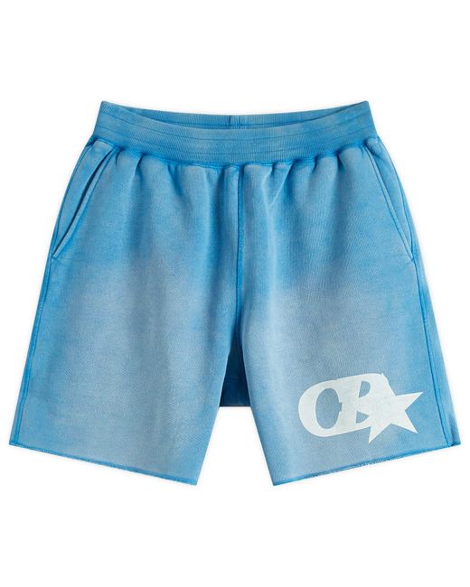 Cole Buxton Blue Cb Star Distressed Shorts for men