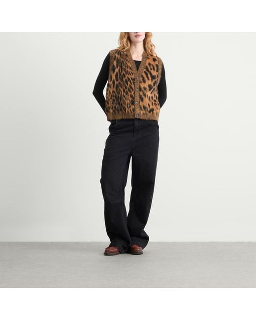 Aries Brown Brushed Leopard Vest