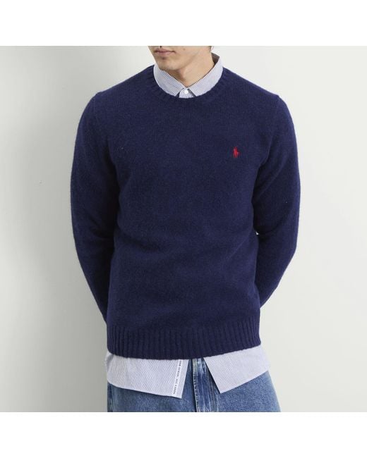 Polo Ralph Lauren Blue Brushed Shetland Knit Jumper for men
