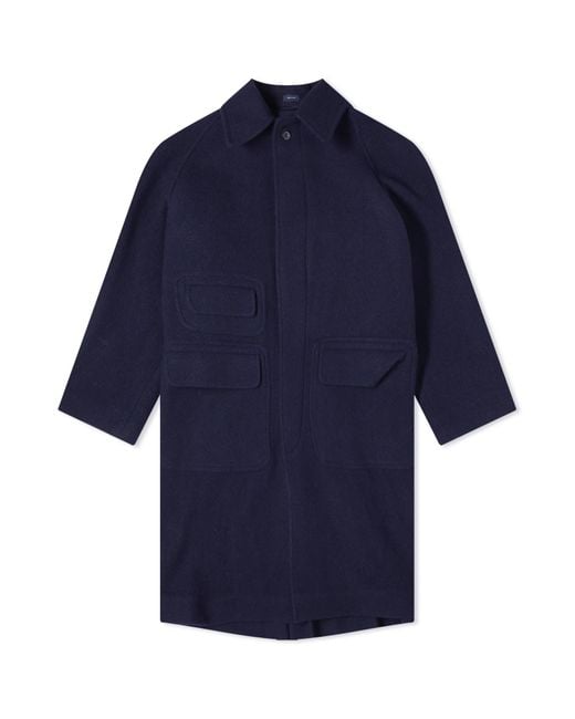 Drake's Blue Raglan Coat for men