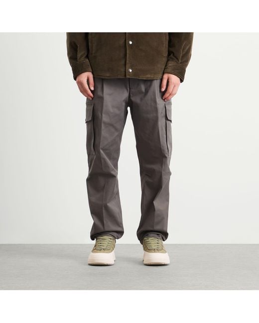 Moncler Gray Gaberdine Cotton Cargo Trousers for men