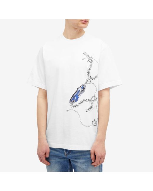 Burberry White Chain Print T-Shirt for men