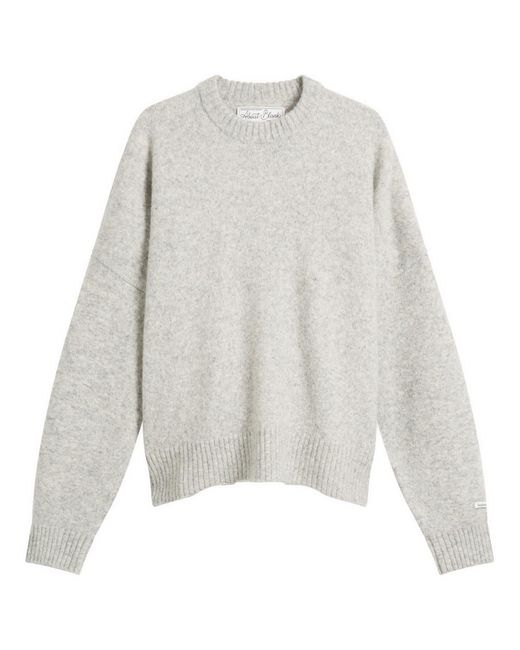 About Blank Gray Mohair Knitted Logo Crewneck for men
