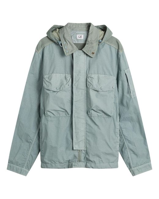 C.P. Company Flatt Nylon Mixed Goggle Overshirt in Blue for Men | Lyst