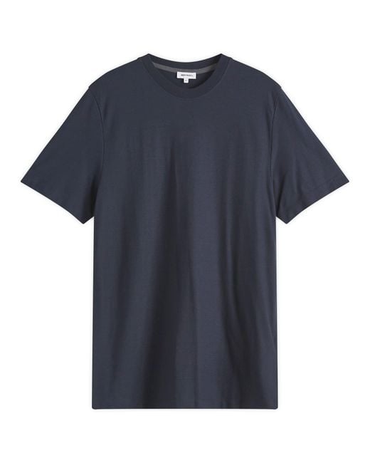 Norse Projects Blue Minimalist Cotton Crepe Logo T-Shirt for men