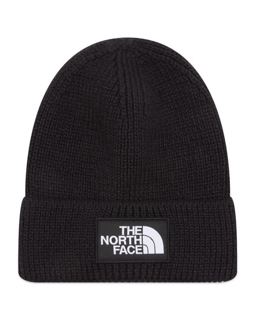The North Face Black Logo Box Cuffed Beanie for men