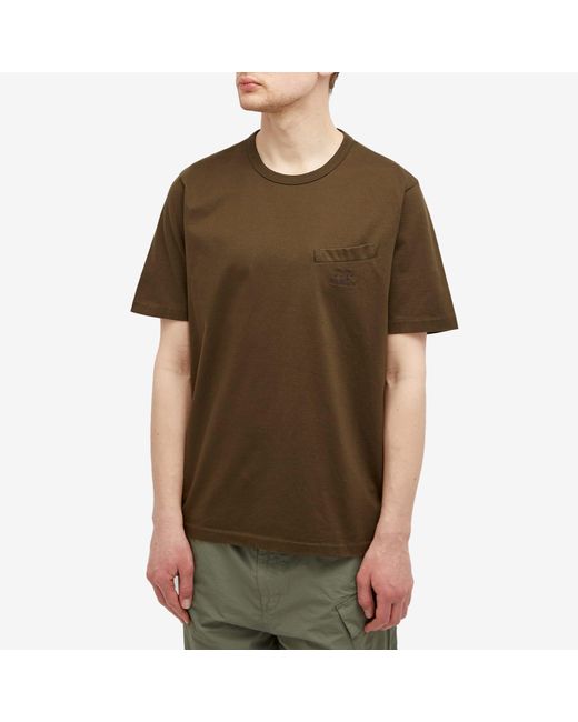 C P Company Brown 30/2 Mercerized Jersey Twisted Pocket T-Shirt for men