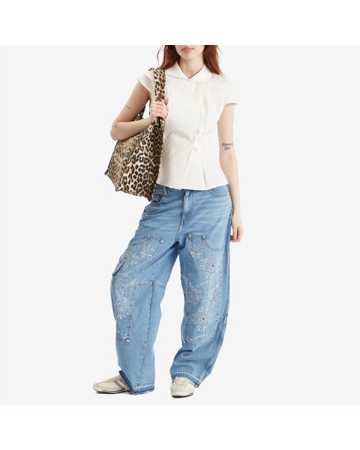 ★送関込み★ GANNI Broderie Anglaise Carpenter Jeans 25SS】GANNI ガニー /Light Blue Broderie Anglaise Denim