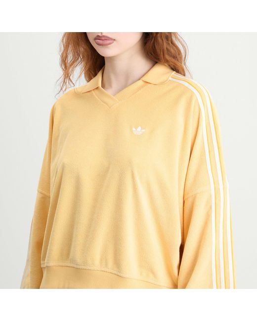 Adidas Yellow Terry Towel V Neck Polo Top