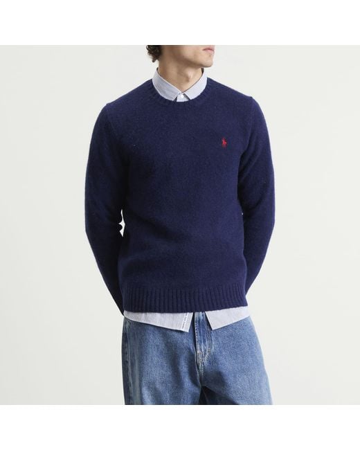 Polo Ralph Lauren Blue Brushed Shetland Knit Jumper for men