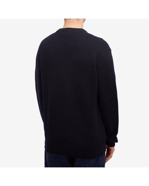 Norse Projects Blue Wool Ribbed Button Cardigan for men
