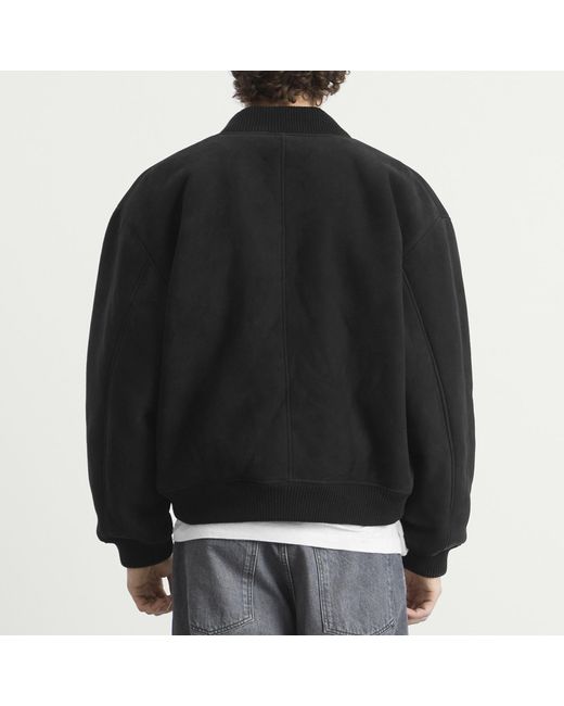 Studio Nicholson Black Shearling Leather Bomber Jacket for men