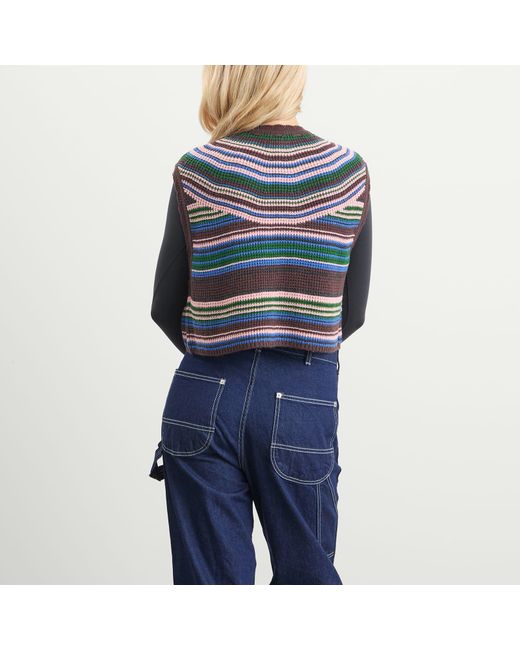 Beams Boy Gray Multi Stripe Knit Vest