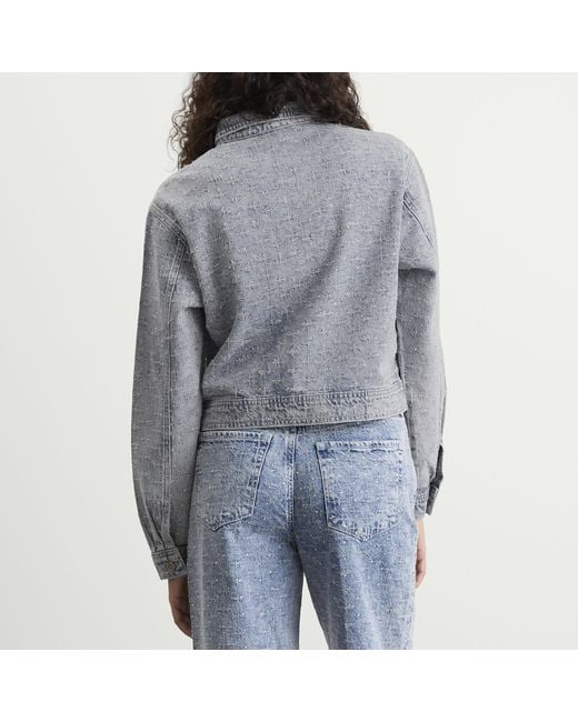 GOOD AMERICAN Blue Crystal Denim Jacket