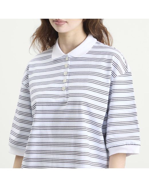 Rohe Gray Rohe Striped Oversized Polo