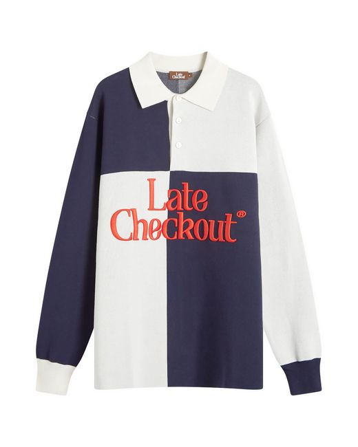 Late Checkout Blue Rugby Polo Shirt for men