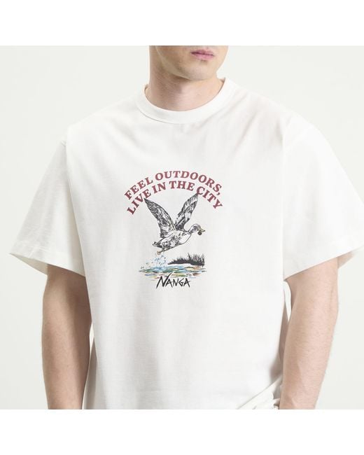 NANGA White Eco Hybrid Duck Vintage T-Shirt for men