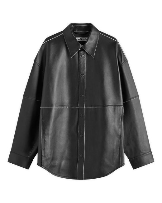 Acne Black Leather Overshirt for men