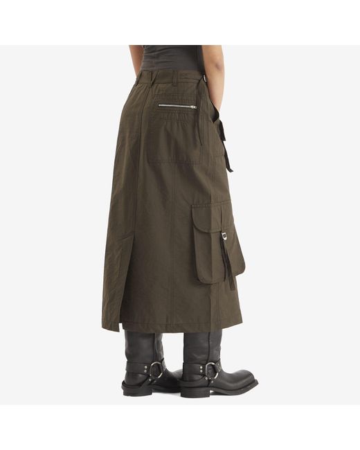 Acne Green Ilanta Tech Light Co Midi Skirt