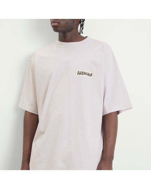 Balenciaga Gray Masking Tape Jersey T-Shirt for men