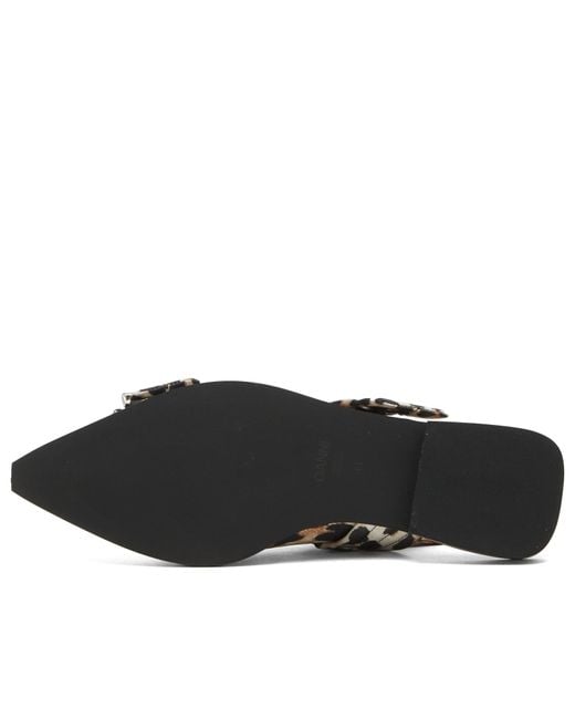 Ganni Brown Feminine Buckle Ballerina Print Ballet Shoes