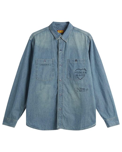 Human Made Blue Stencil Military Chambray Shirt for men