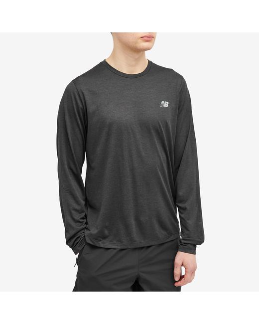 New Balance Gray Nb Athletics Run Long Sleeve T-Shirt for men