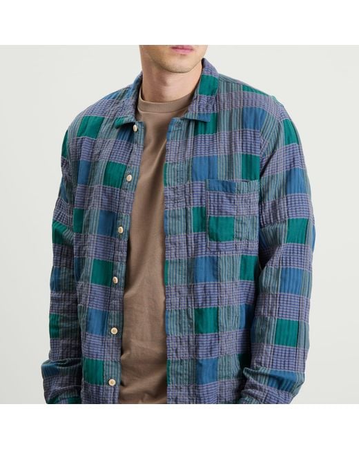 Folk Blue Patch Shirt for men
