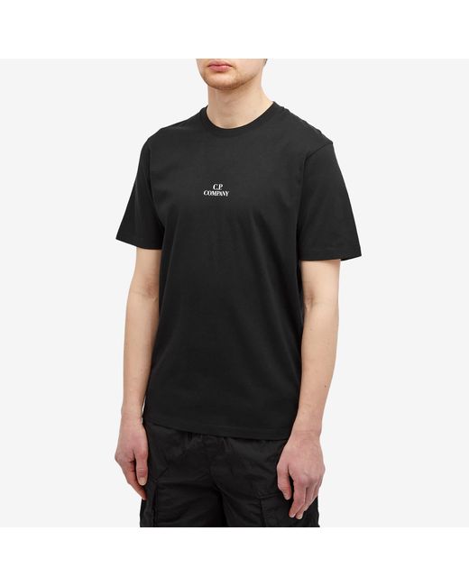 C P Company Black 30/1 Jersey Graphic T-Shirt for men