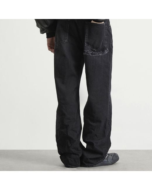 Balenciaga Gray Distressed Fit Fadeout Denim Jeans for men