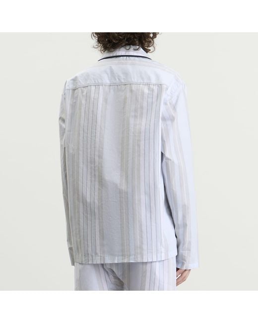 Calvin Klein Blue Poplin Script Button Down Pyjama Top for men