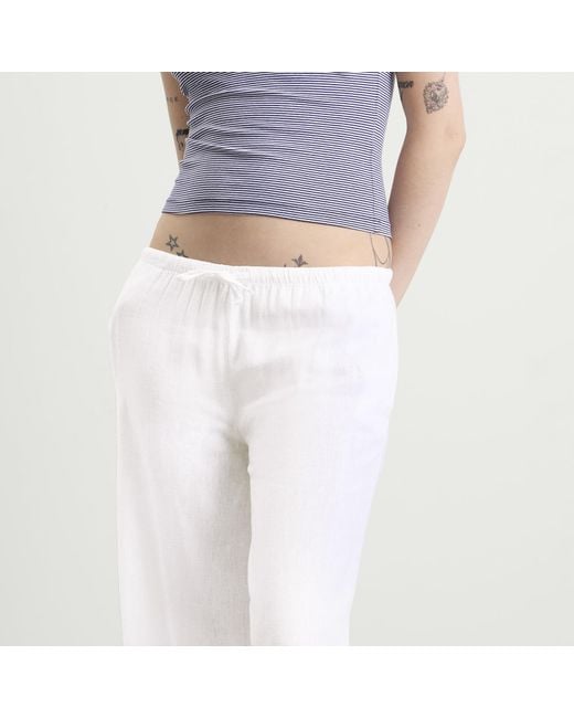 Tala White Soft Linen Drawstring Trousers