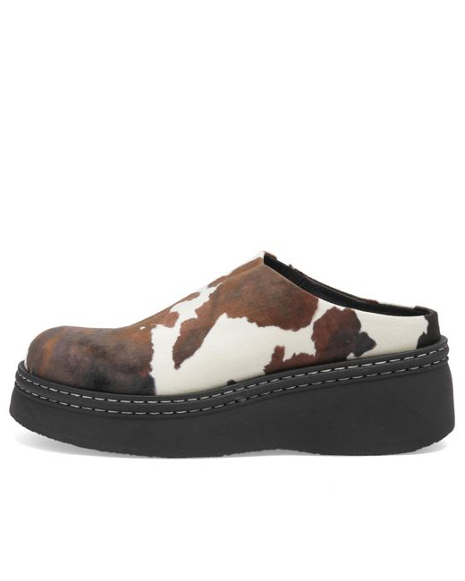 Miista Brown Cow Print Wedge Mules