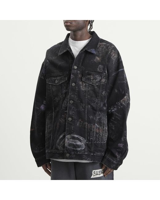 Balenciaga Black Washed Crayon Oversized Jacket for men