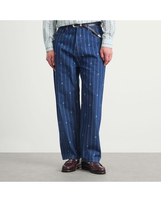 Drole de Monsieur Blue Drole De Monsieur Monogram Denim Jeans for men