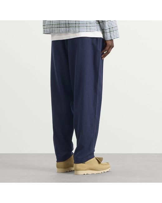 Universal Works Blue Wool Herringbone Pleated Track Pant for men