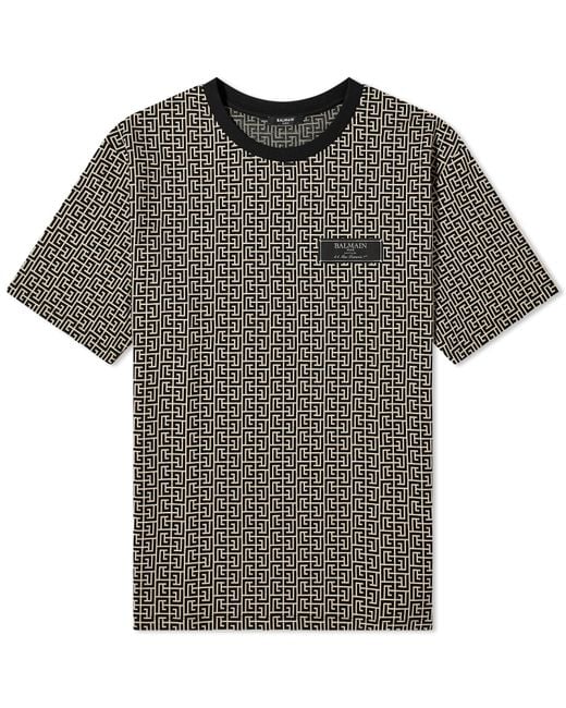 Balmain Gray Monogram Jacquard T-Shirt for men