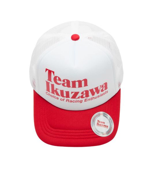 Team Ikuzawa White Mesh Trucker Cap for men