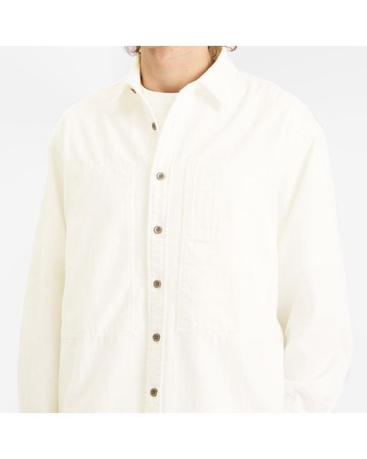 FRIZMWORKS White Denim Carpenter Pocket Work Shirt for men