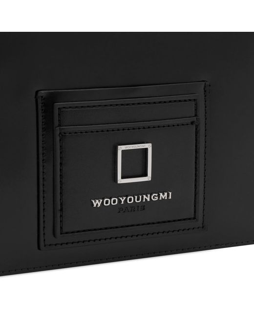 Wooyoungmi Black Leather Cross Body Bag for men