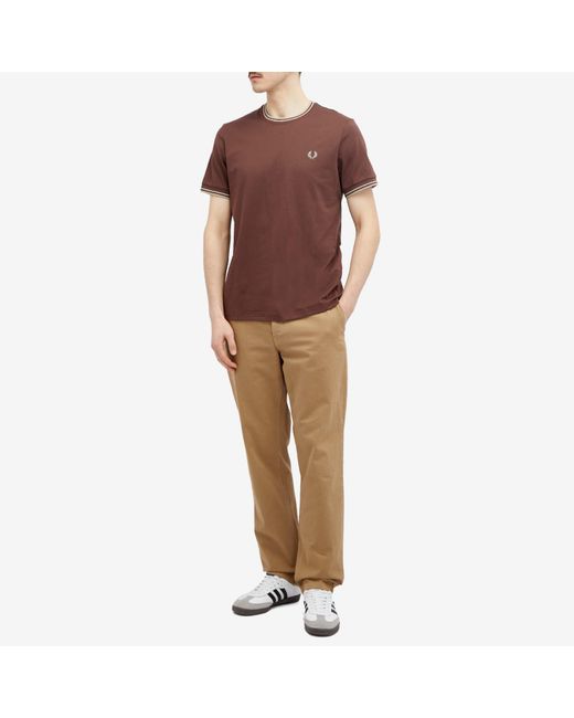 Fred Perry Brown Twin Tipped T-Shirt for men
