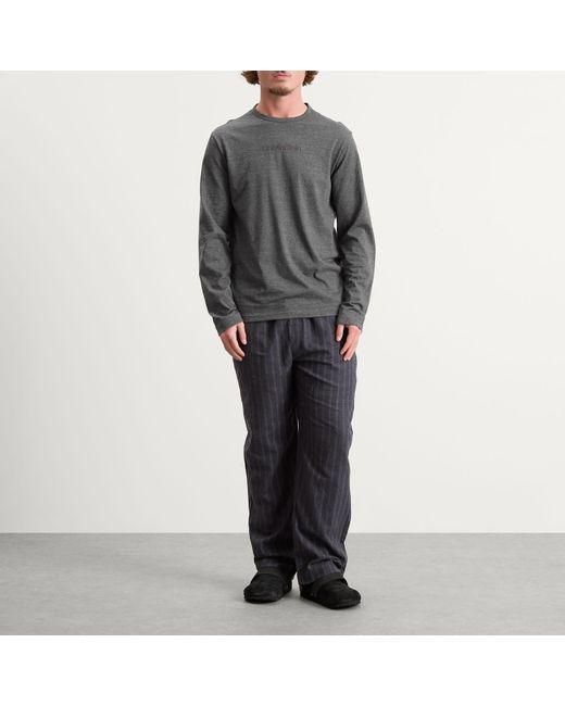 Calvin Klein Gray Flannel Pyjama Set for men