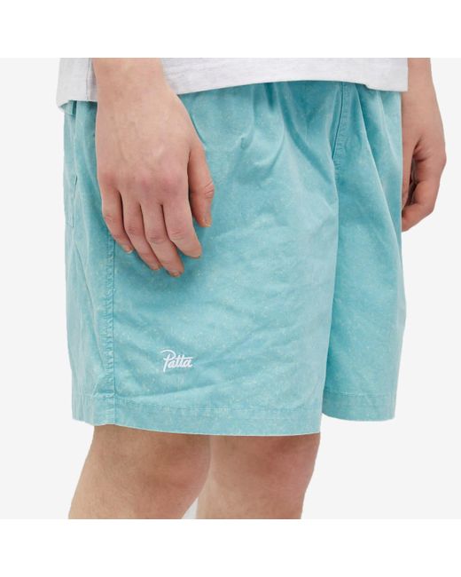 PATTA Blue Acid Washed Swim Shorts for men