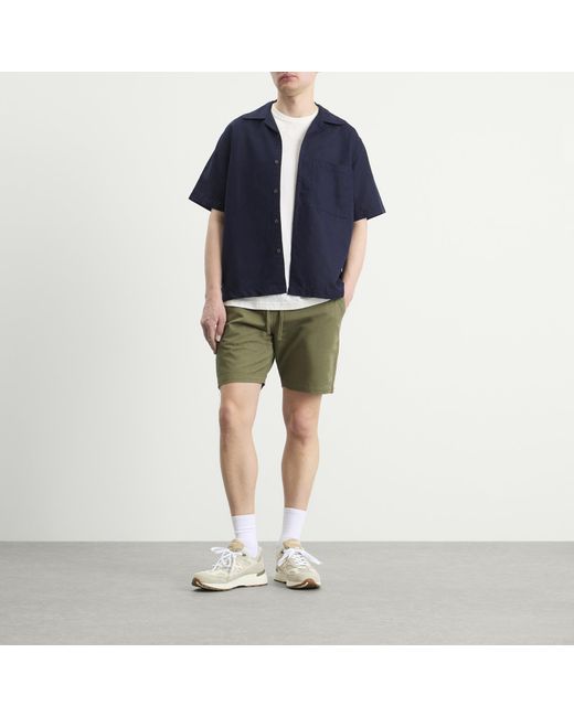 Universal Works Blue Linen Cotton Camp Shirt for men