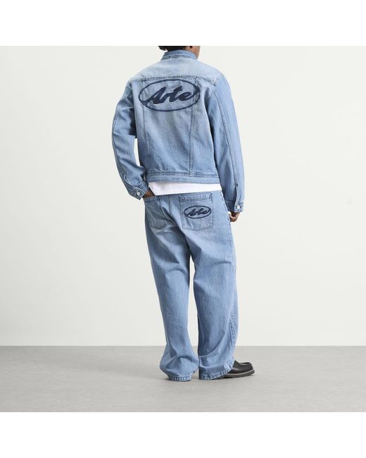 Arte' Blue Circle Logo Denim Jacket for men