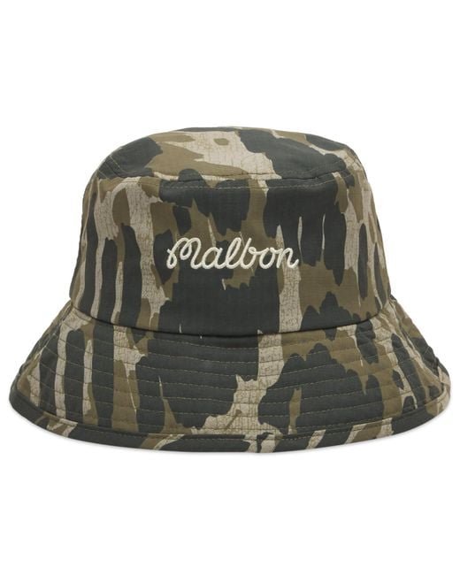 Malbon Green Tour Divot Camo Bucket Hat for men
