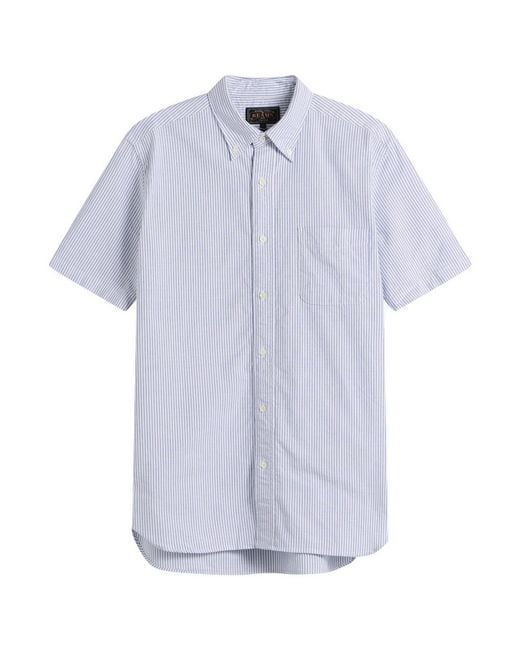 Beams Plus White Button Down Short Sleeve Shirt for men