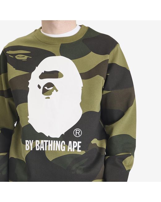 A Bathing Ape Green Giant 1St Camo By Bathing Ape Crew Sweatshirt for men