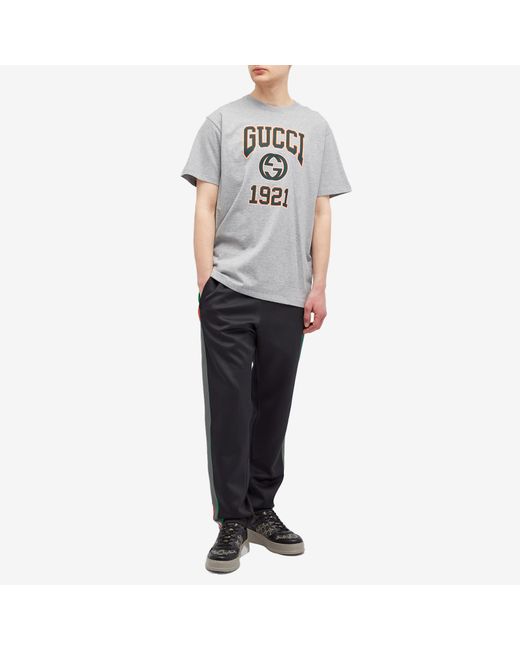 Gucci Gray Interlocking Gg College Logo T-Shirt for men